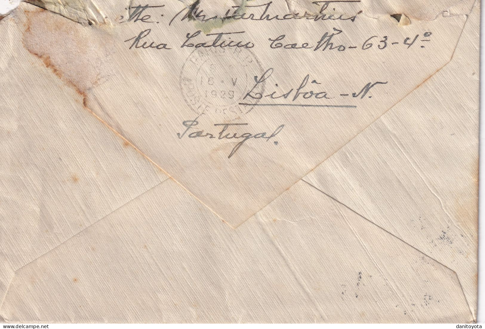 1929. Carta Circulada Desde Lisboa A Paris Con Sellos De Portugal Y Taxa De Francia - Lettres & Documents