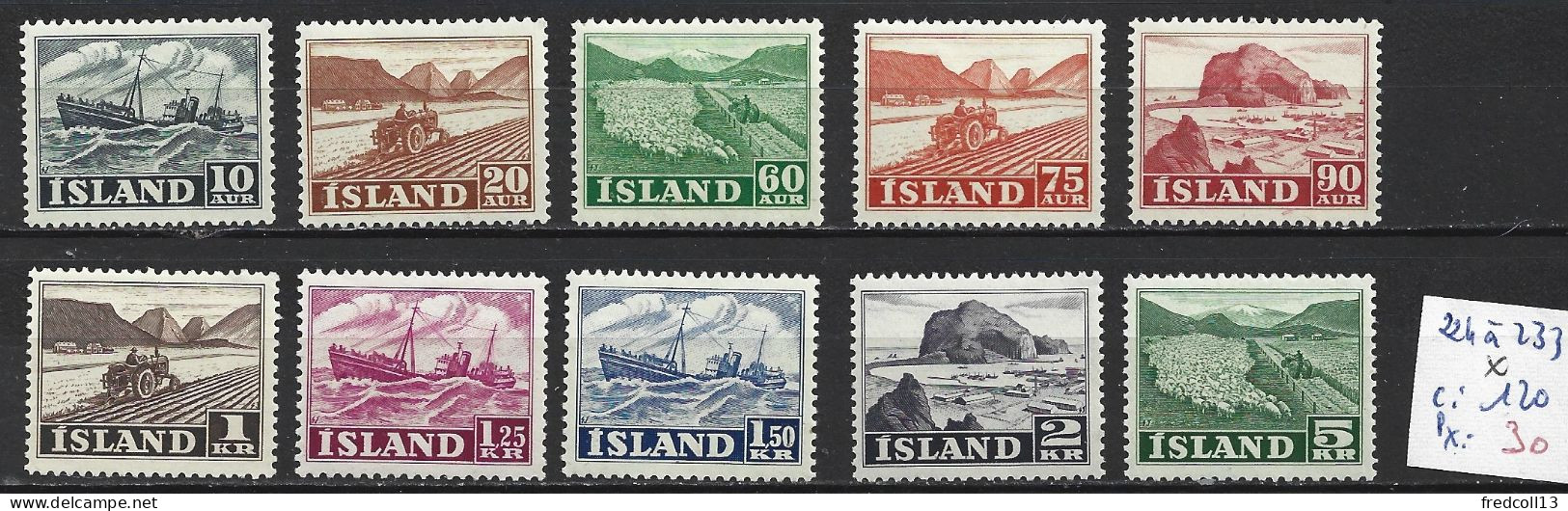 ISLANDE 224 à 33 * Côte 120 € - Unused Stamps