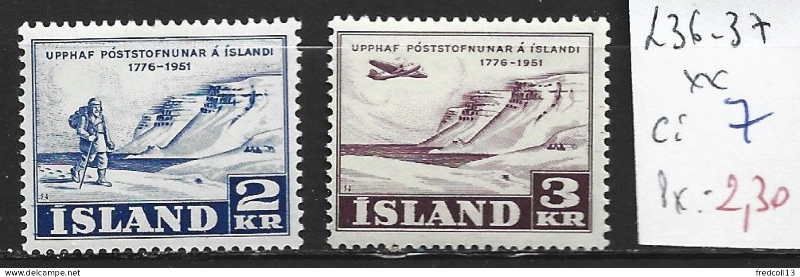 ISLANDE 236-37 ** Côte 7 € - Ungebraucht