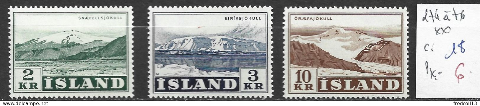 ISLANDE 274 à 76 ** Côte 18 € - Unused Stamps