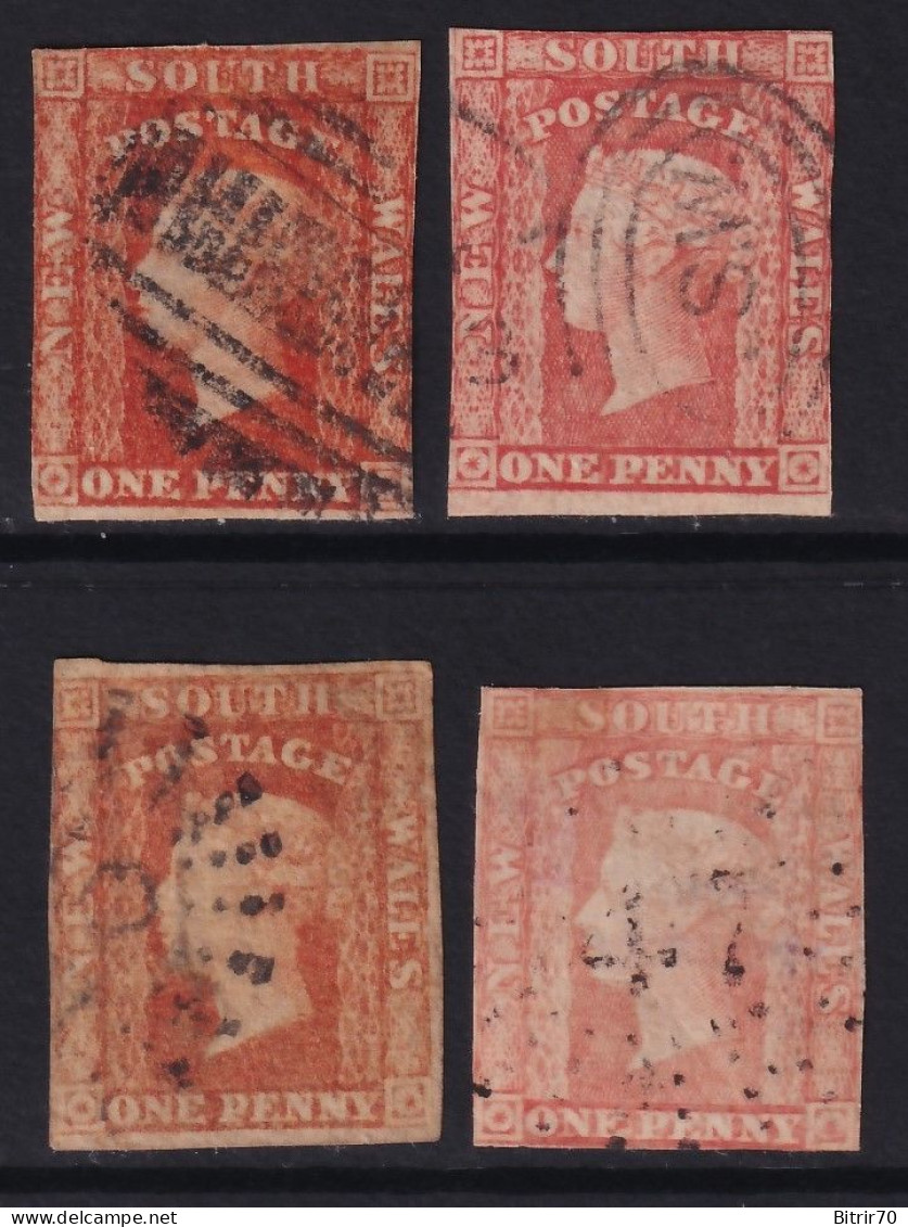 New South Wales, 1851-54, 1 P. Rojo, Distintos Tipos, - Oblitérés