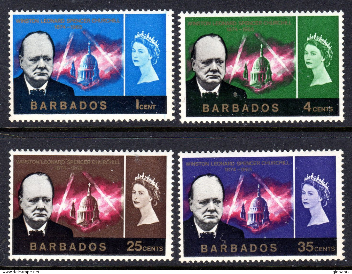 BARBADOS - 1966 CHURCHILL COMMEMORATION SET (4V) FINE MNH ** SG 366-369 - Barbados (1966-...)