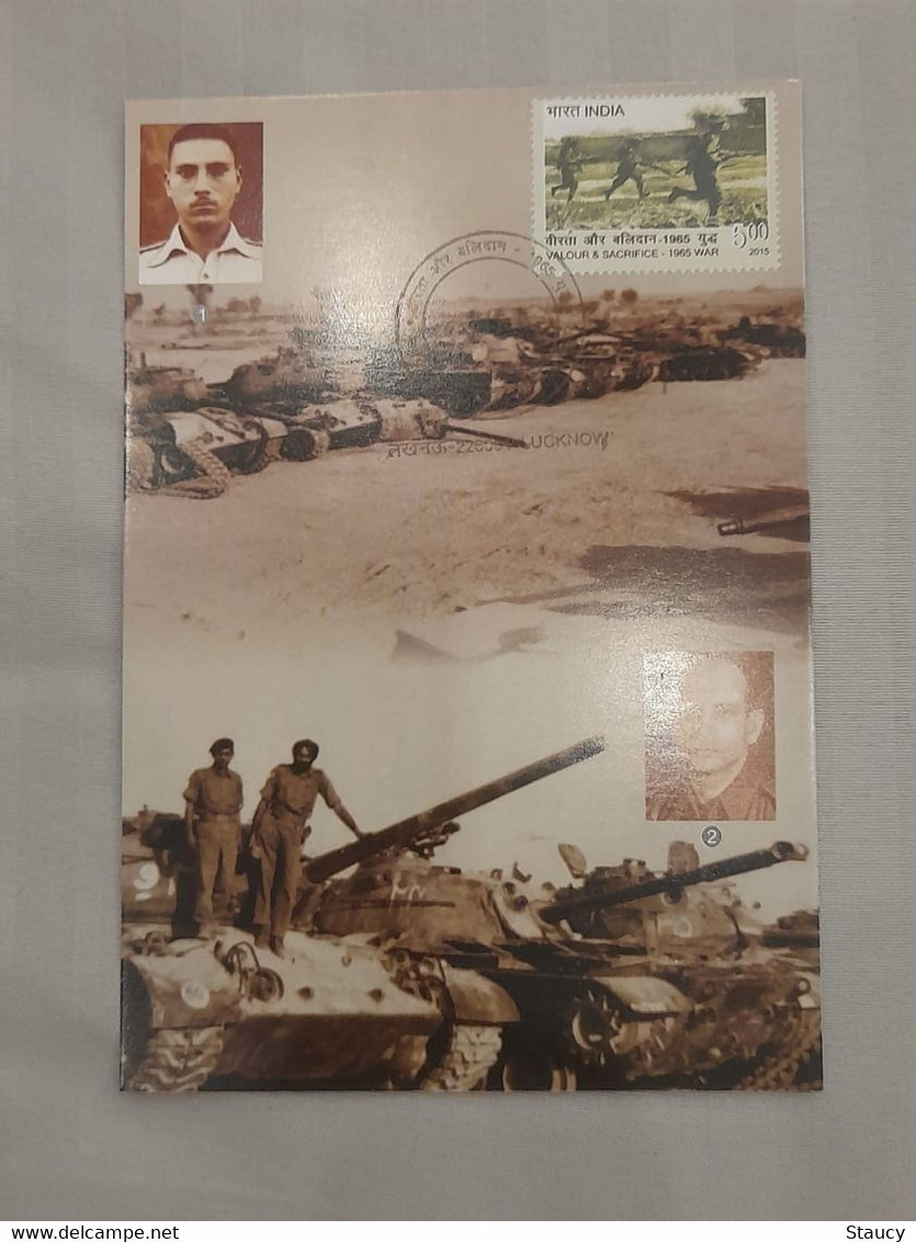 India 2015 Indo-Pak War Valour And Sacrifice Set Of 3 Picture Post Cards Stamped & Lucknow Cancelled, VeryLimited Issued - Unused Stamps
