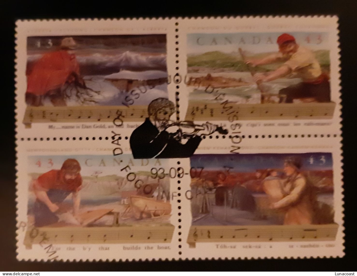 Canada 1993  USED  Sc1494a   Se-tenant Block Of 4 X 43c  Folklore - 4 - Used Stamps