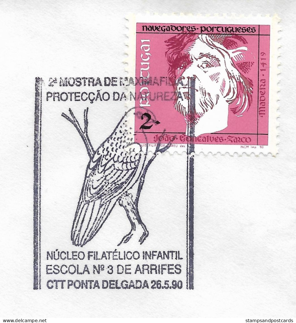 Portugal 1990 Cachet Commemoratif Ponta Delgada Azores Oiseau Event Pmk Açores Bird - Annullamenti & A. Meccaniche (pubblicitarie)