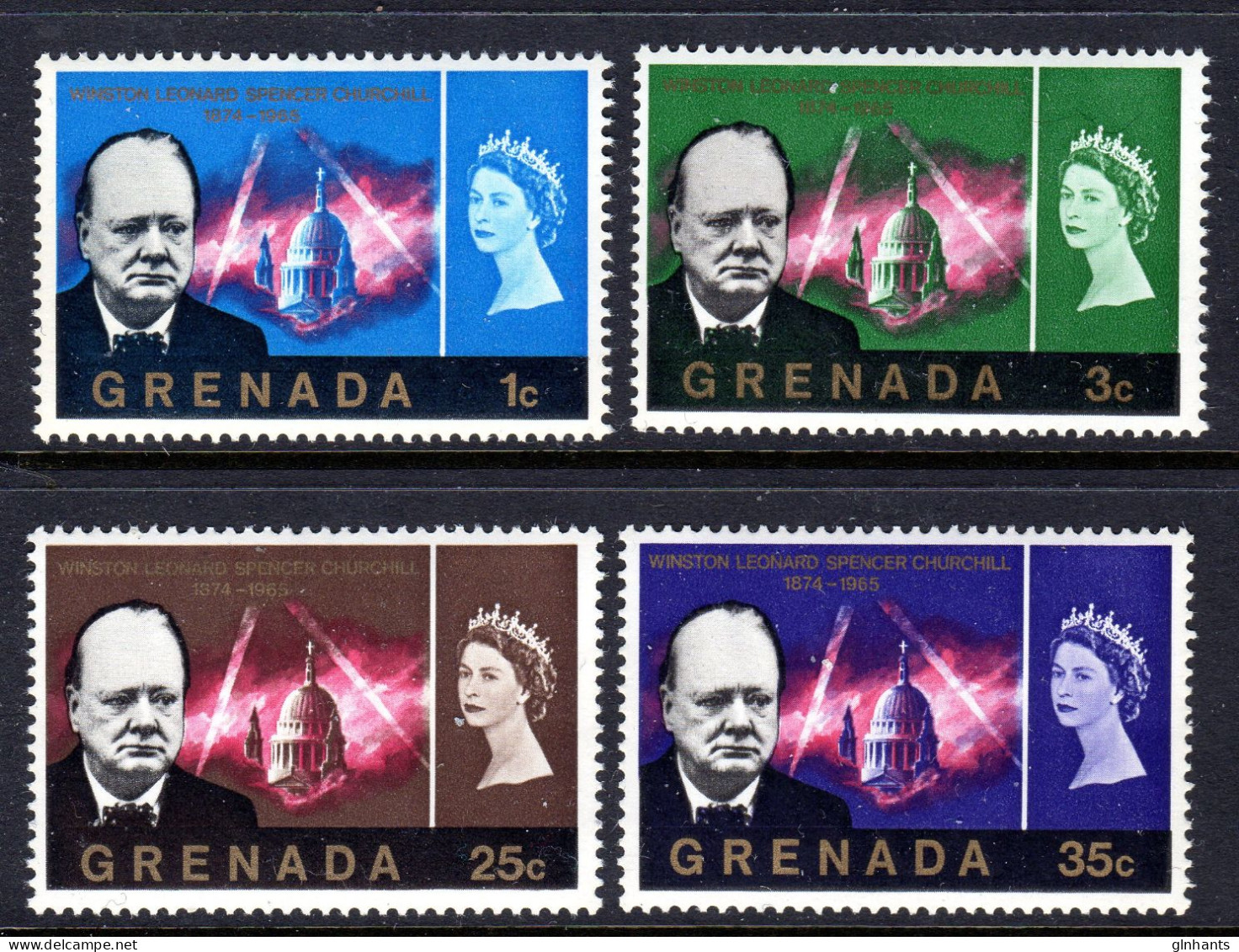 GRENADA - 1966 CHURCHILL COMMEMORATION SET (4V) FINE MNH ** SG 225-228 - Grenada (...-1974)
