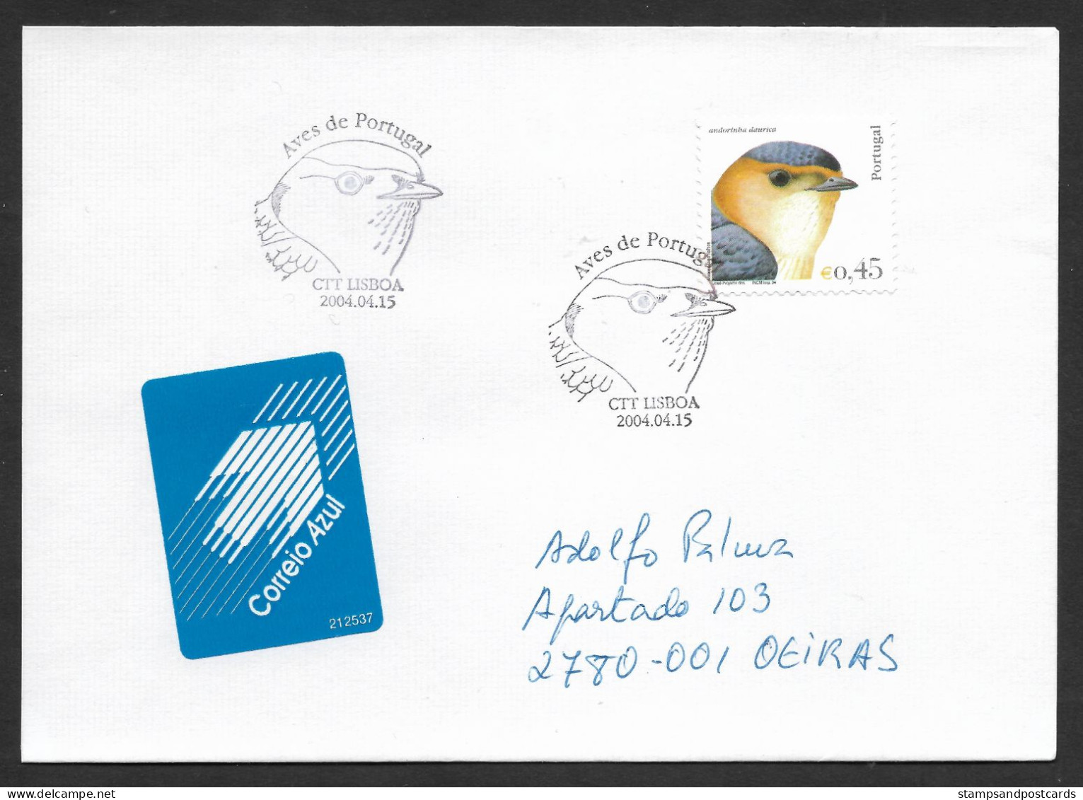 Portugal Oiseau Hirondelle Rousseline FDC Voyagé Série Oiseaux 2004 Portugal Red-rumped Swallow Bird Used FDC Birds 2004 - Zwaluwen