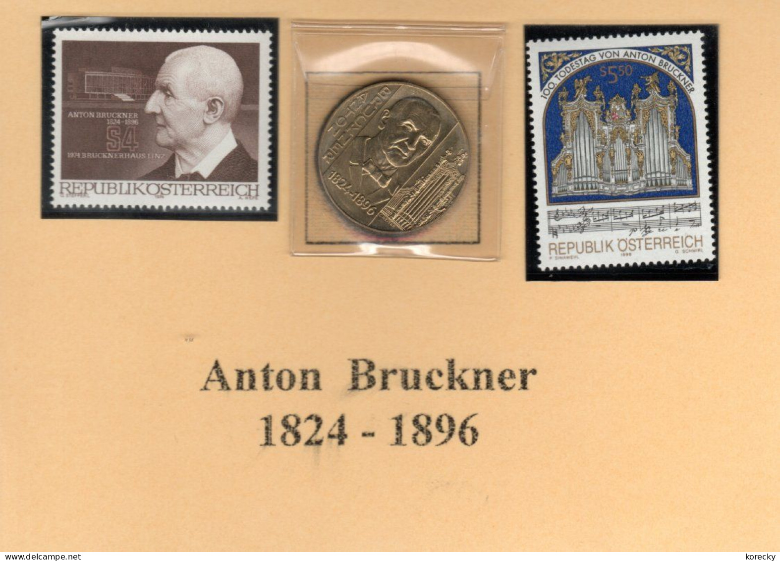 Österreich - Anton Bruckner - Münze Und Marke - Autriche