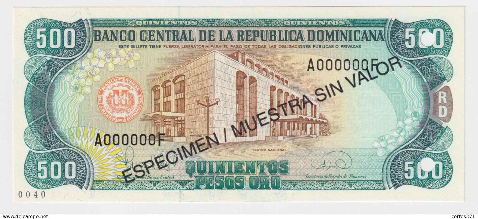 Dominican Republic 5, 10, 50, 100, 500 Pesos Oro 1995 P-147s - P-151s SPECIMEN UNC