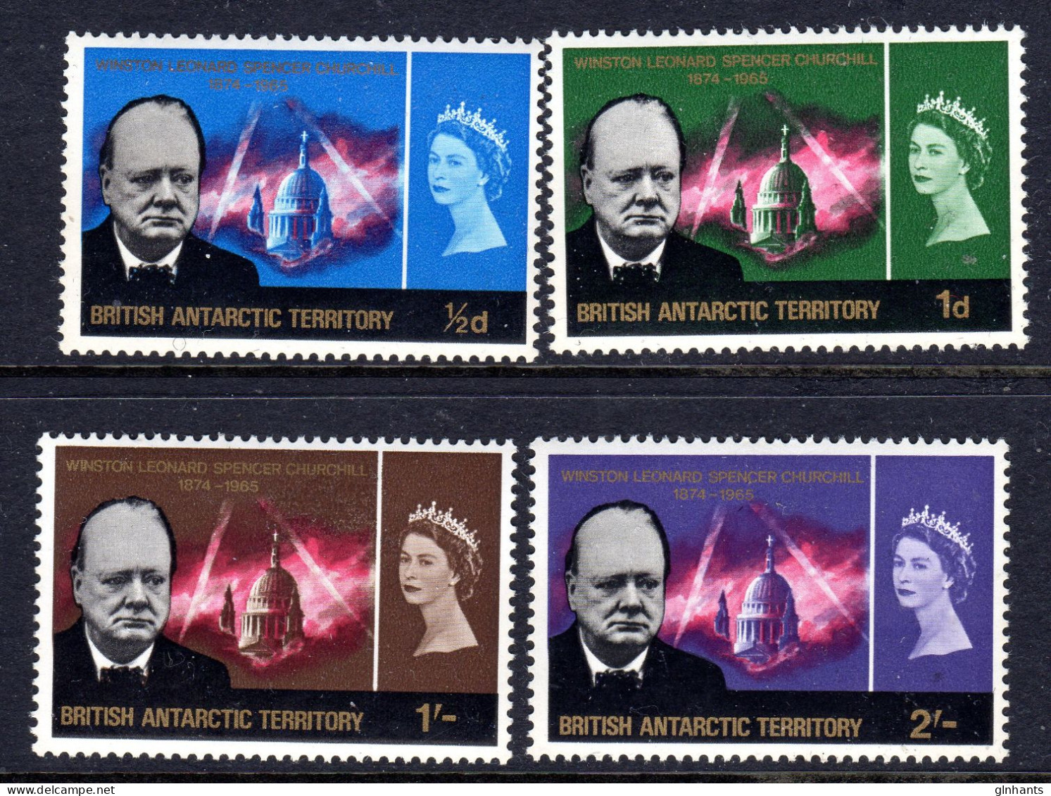 BRITISH ANTARCTIC TERRITORY - 1966 CHURCHILL COMMEMORATION SET (4V) FINE MNH ** SG 16-19 - Unused Stamps