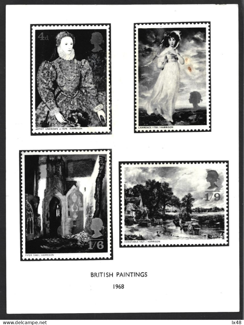 Black Photographic Proof Stamps With English Paintings From 1968. Photos Sent To Press Before The Issue Was Launched.Rar - Varietà, Errori & Curiosità