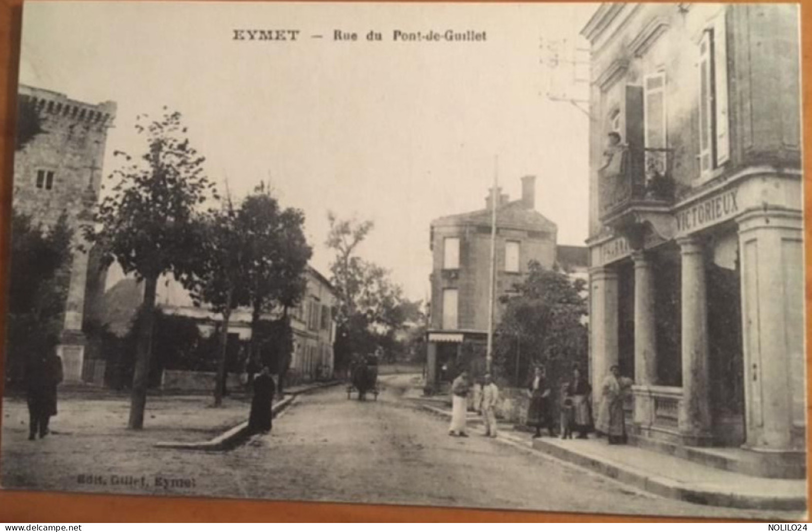 Cpa 24 Eymet Rue Du Pont De Guillet, Animée, Enseigne Pharmacie Victorieux, éd Gillet, écrite, Année? - Eymet