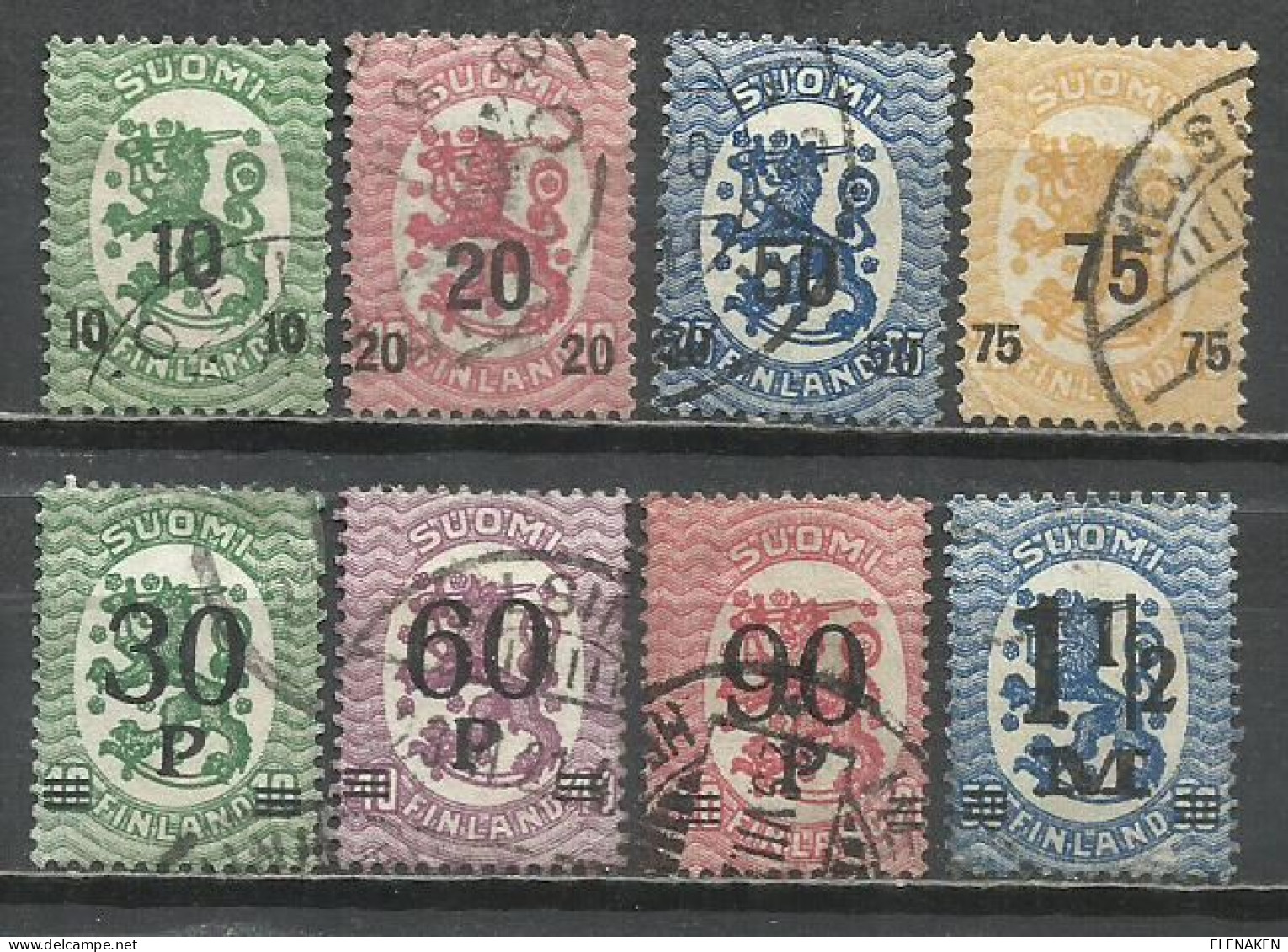 0430-2 SERIES COMPLETAS FINLANDIA 1919-1921 Nº 91/94+ 95/98 .SUOMI FINLAND. - Used Stamps