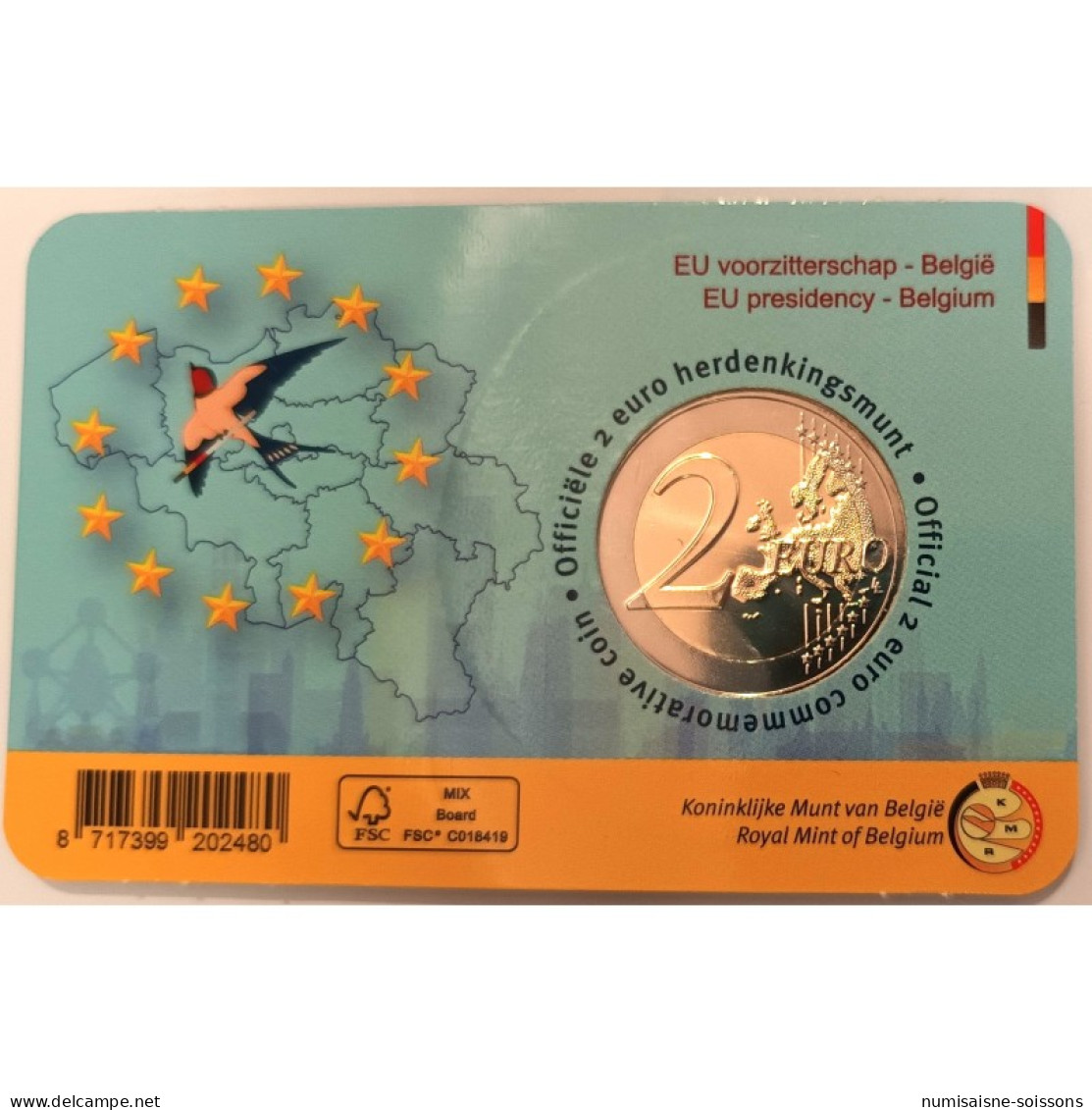 BELGIQUE - 2 EURO 2024 - PRESIDENCE DE L'U.E.- Coincard - BU - Belgique