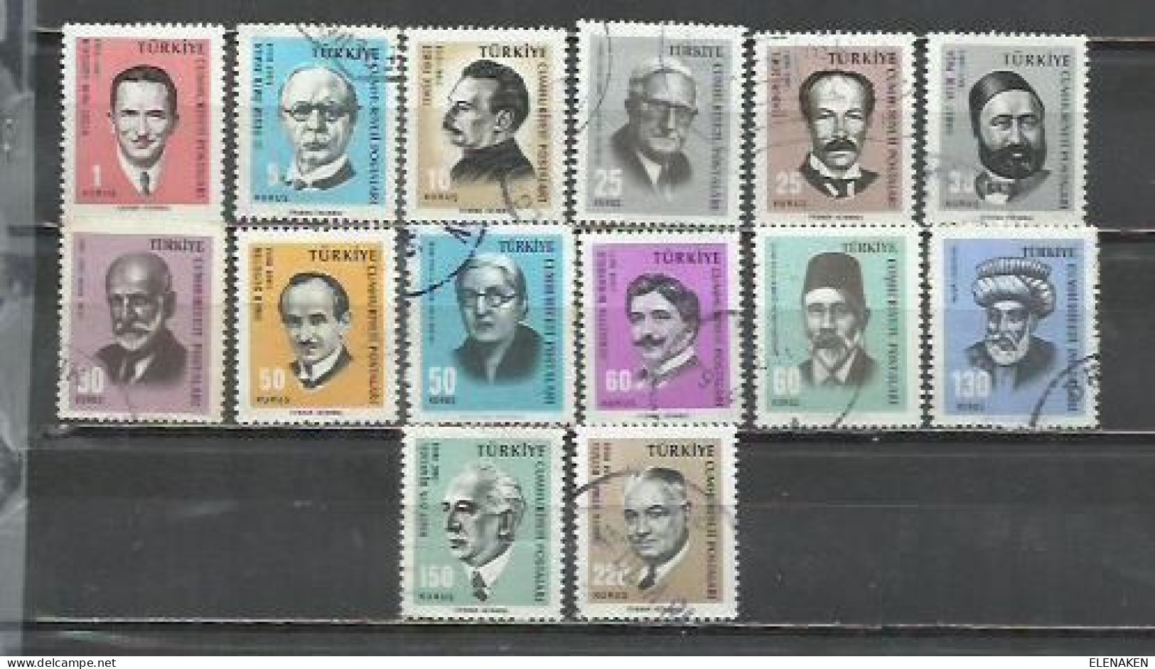 0430C-SERIE COMPLETA TURQUIA USADO 1965 Nº 1755/1768 CELEBRIDADES, FAMOSOS, PERSONAJES. - Used Stamps