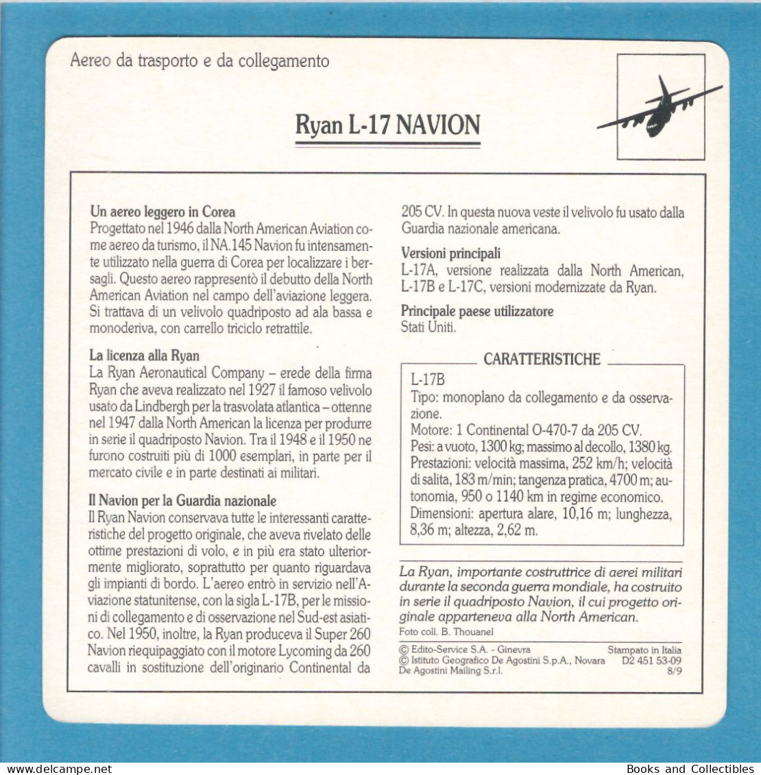 DeAgostini Educational Sheet "Warplanes" / Ryan L-17 NAVION (U.S.A.) - Aviation