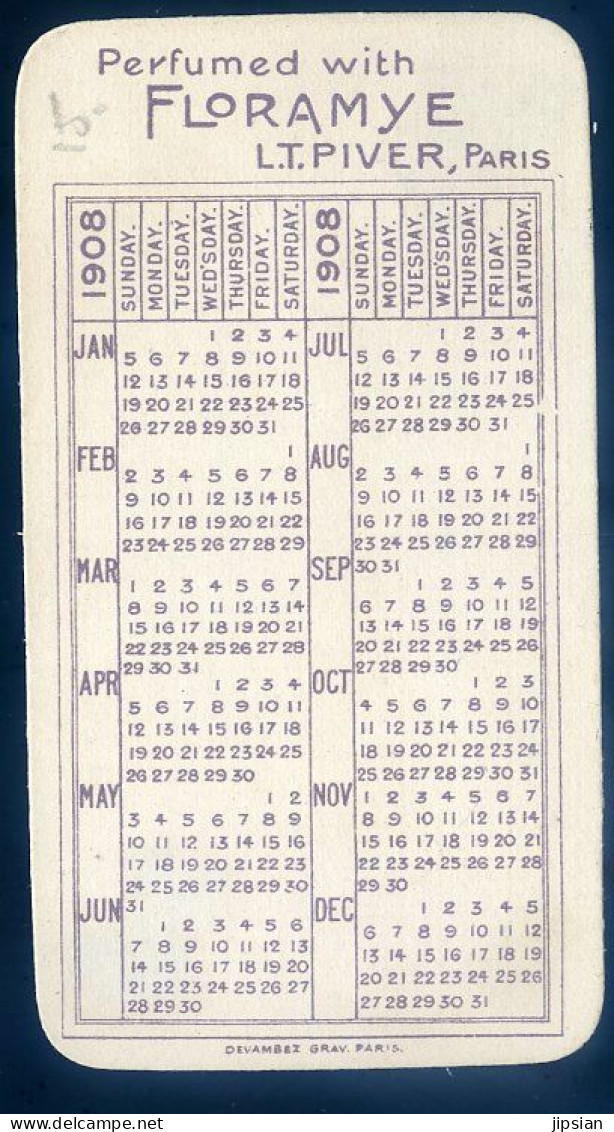 Carte Parfumée Parfum Floramye L.T. Piver Paris Parfumeur  -- Calendrier 1908 STEP15 - Anciennes (jusque 1960)