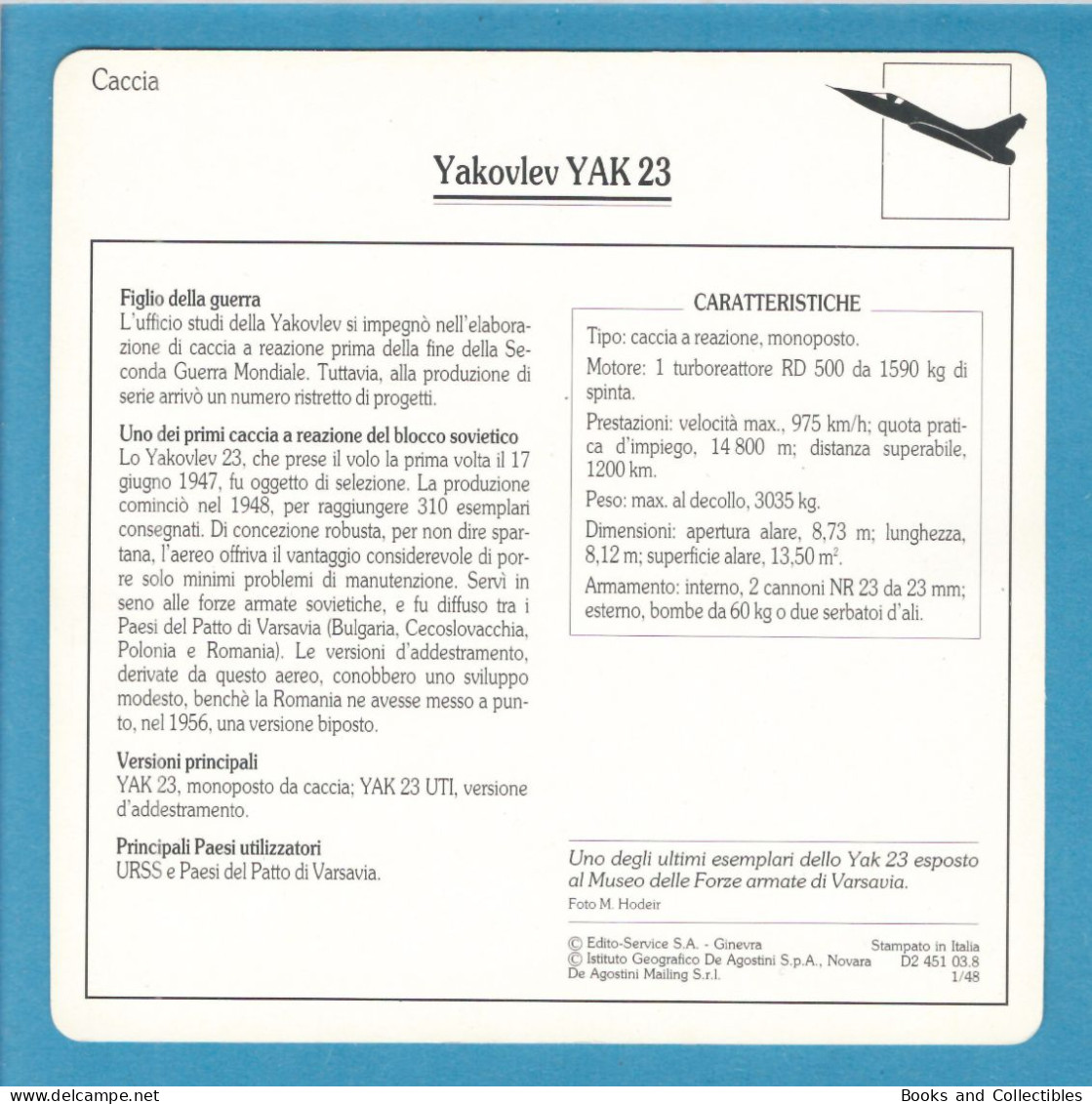 DeAgostini Educational Sheet "Warplanes" / Yakovlev YAK 23 (U.S.S.R.) - Luchtvaart