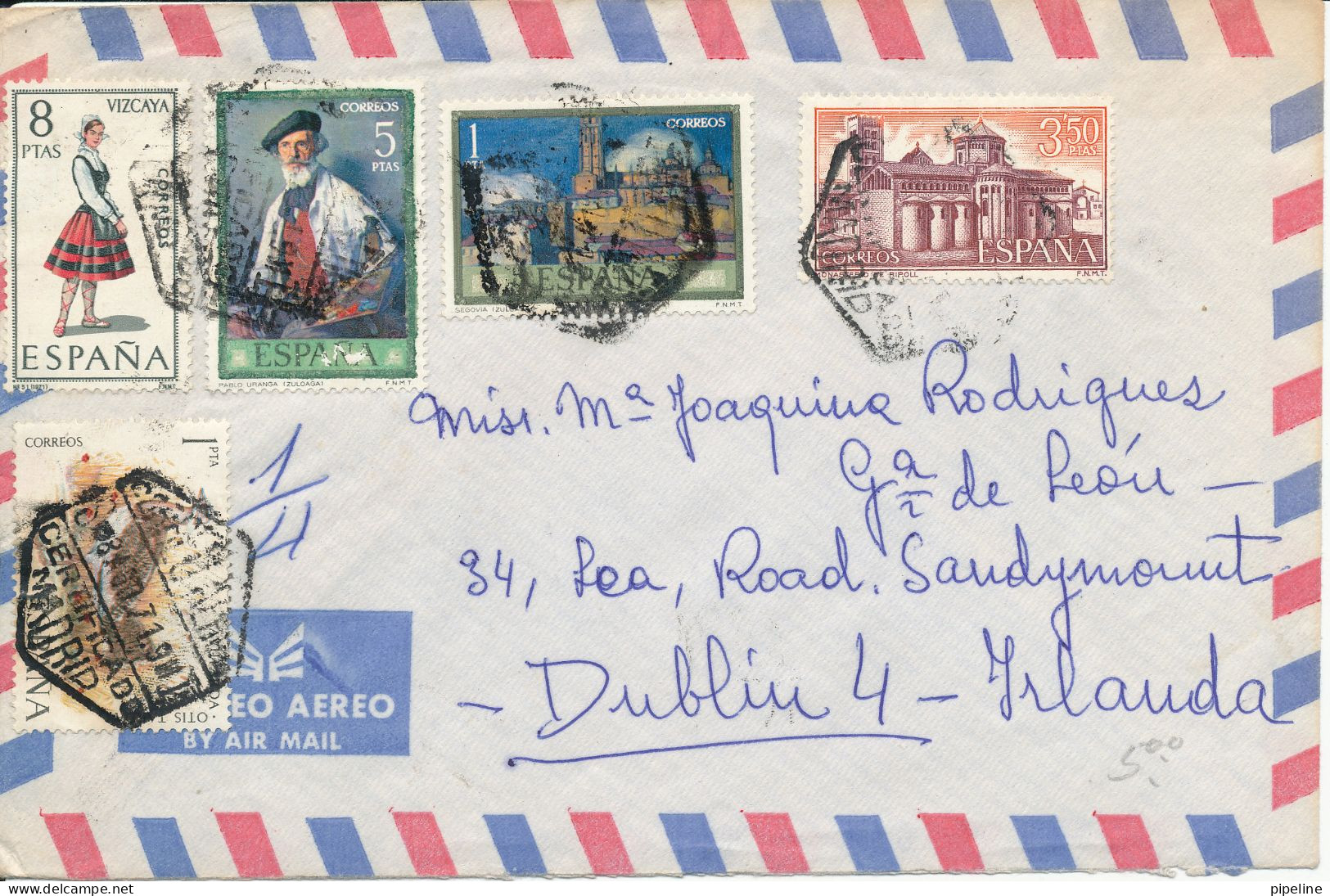 Spain Air Mail Cover Sent To Ireland 8-8-1971 - Lettres & Documents