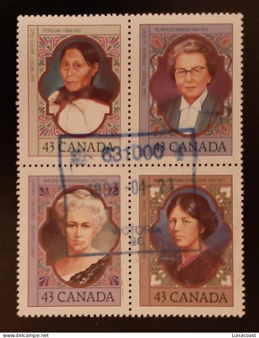 Canada 1993  USED  Sc1459a   Se-tenant Block Of 4 X 43c  Prominent Canadian Women - Usados