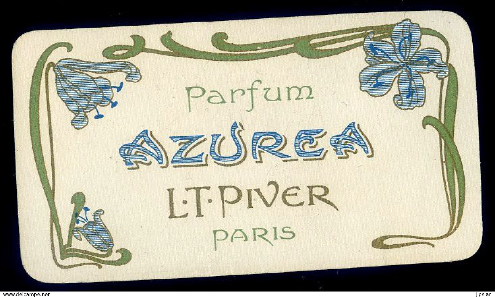 Carte Parfumée Parfum Azurea L.T. Piver Paris -- Grand Bazar Robert à Vire Calvados STEP15 - Antiguas (hasta 1960)