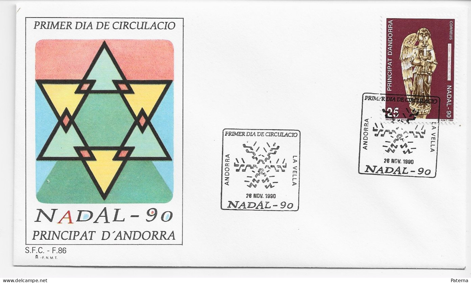 3843  FDC   Andorra La Vella Nadal 1990, Navidad, - Lettres & Documents