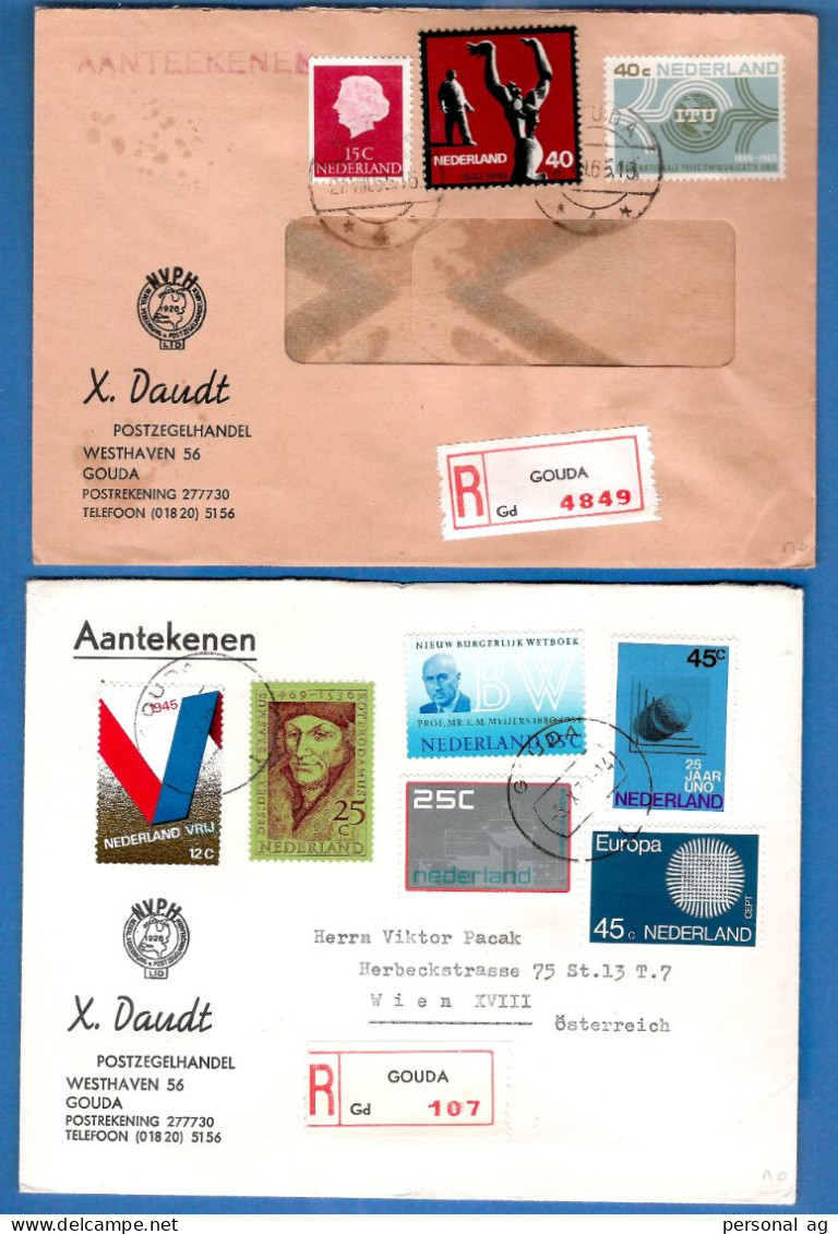 1965 Ff  Niederlande  Vier Auslandseinschreiben (Aantekenen) Von Gouda Nach Wien - Lettres & Documents