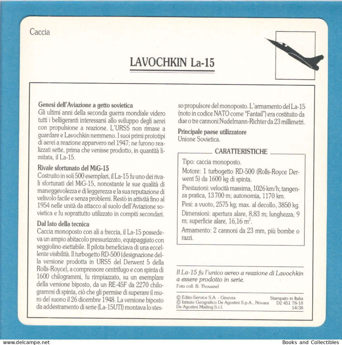 DeAgostini Educational Sheet "Warplanes" / LAVOCHKIN La-15 (U.S.S.R.) - Aviazione