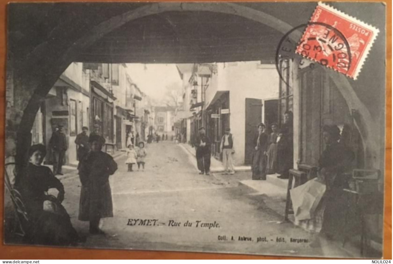 Cpa 24 Eymet, Rue Du Temple, Animée, Enseignes Coiffeur, éd Astruc, écrite En 1910 - Eymet