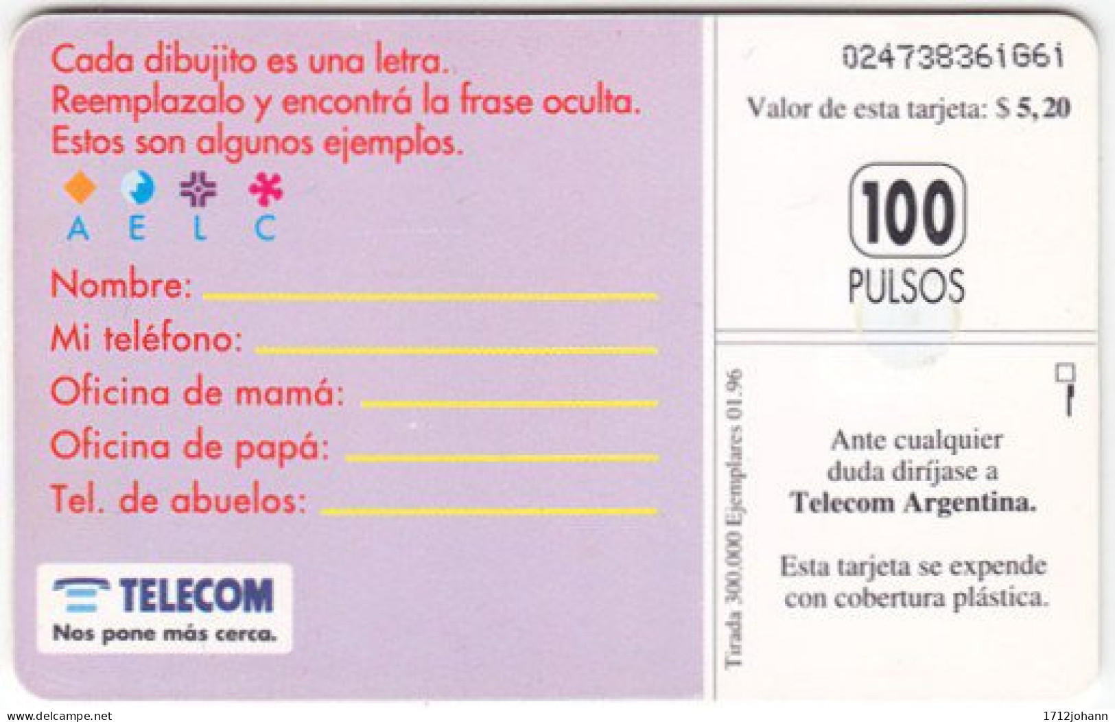 ARGENTINIA A-082 Chip Telecom - Used - Argentina