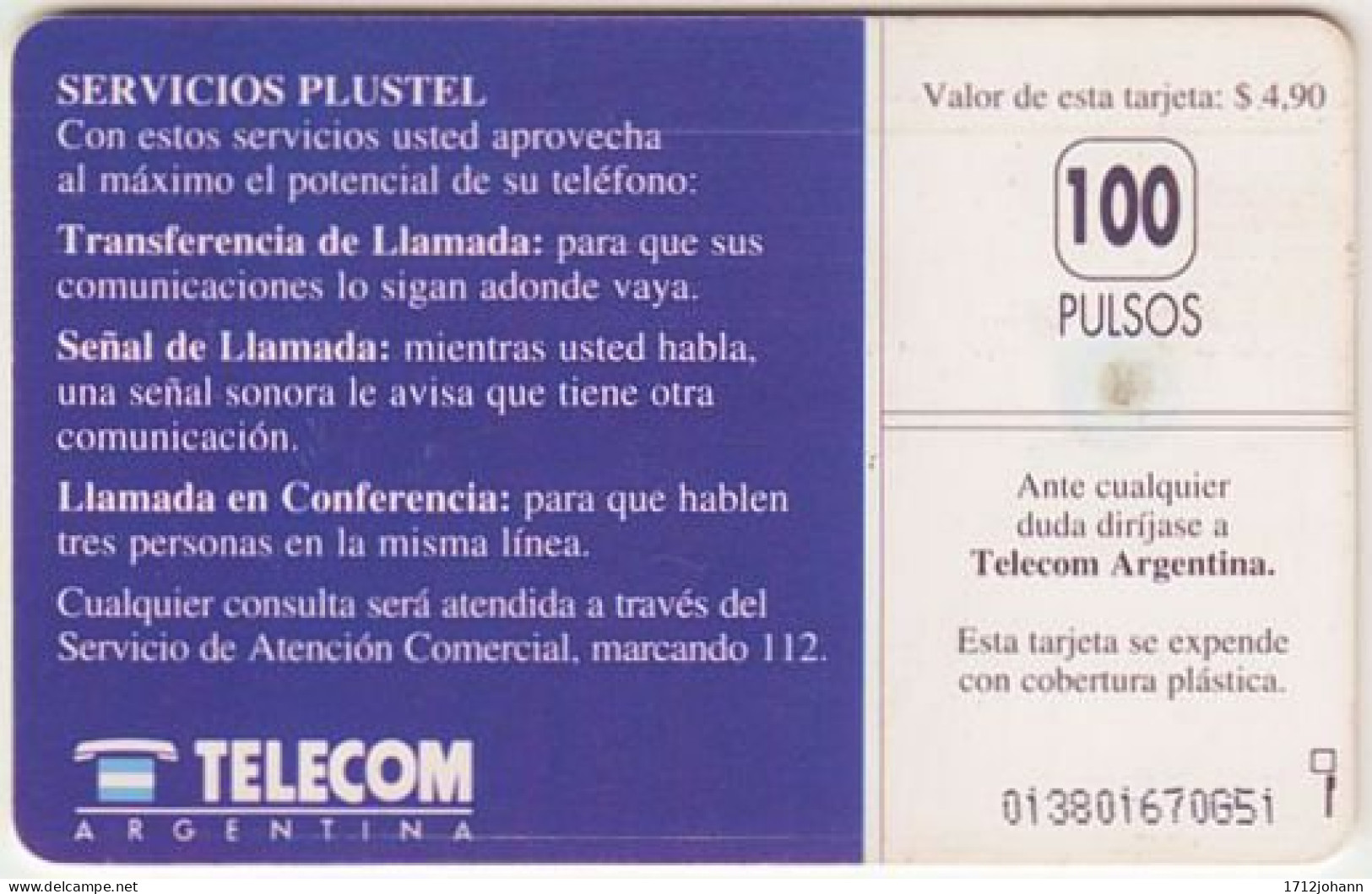 ARGENTINIA A-095 Chip Telecom - Communication, Telephone - Used - Argentina