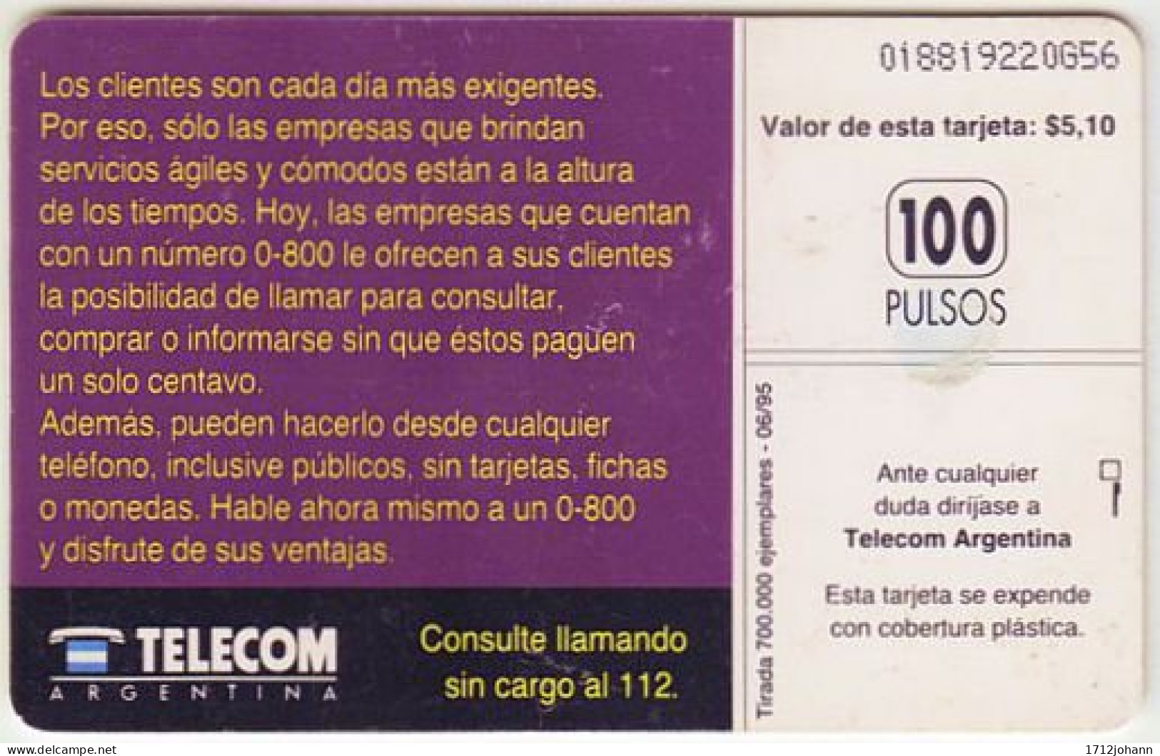 ARGENTINIA A-105 Chip Telecom - Used - Argentina