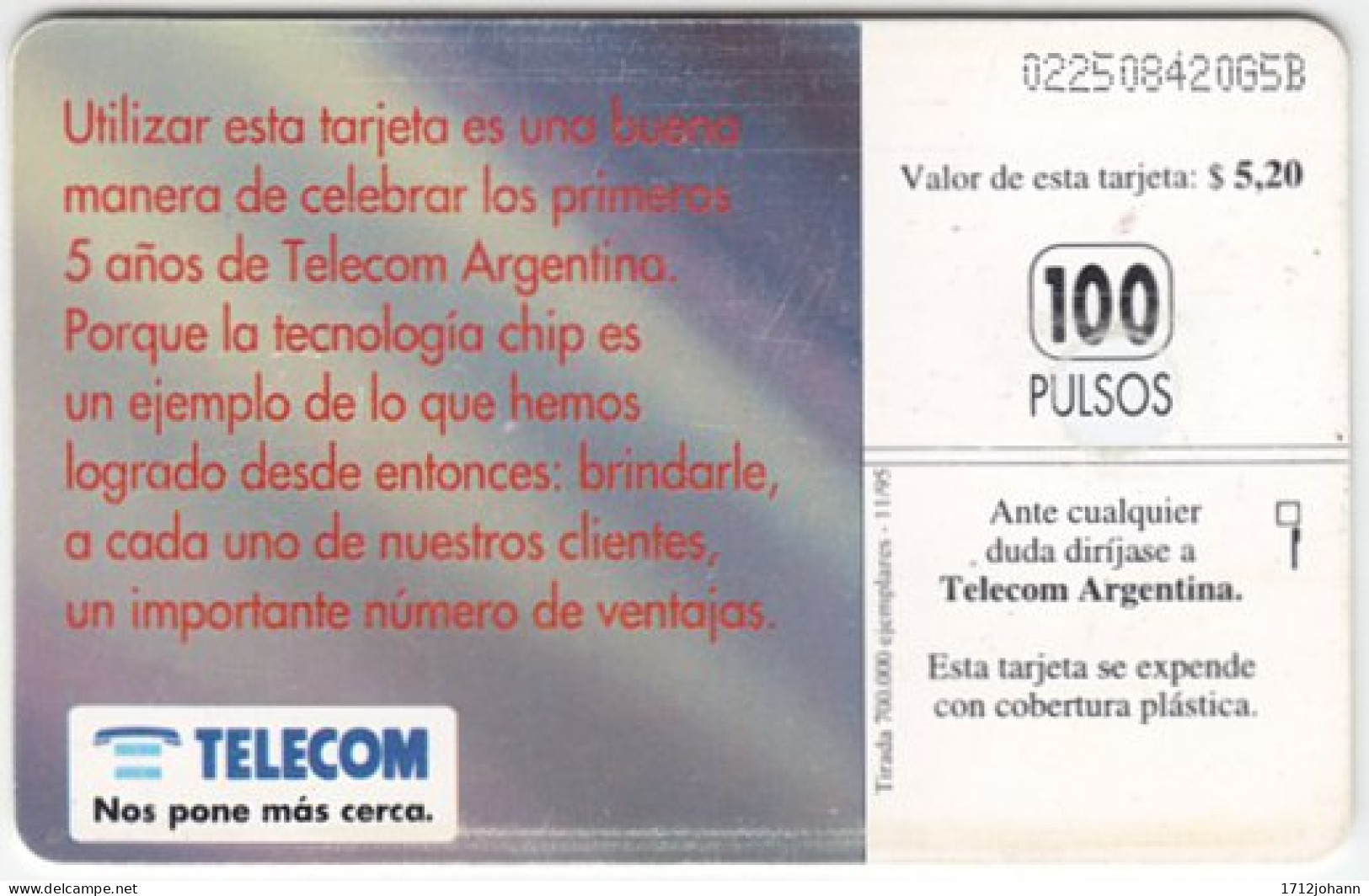 ARGENTINIA A-192 Chip Telecom - Used - Argentina