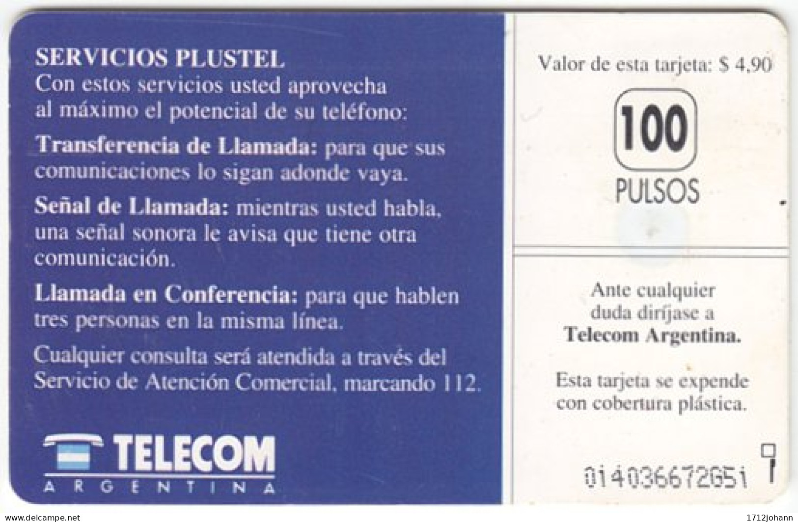 ARGENTINIA A-288 Chip Telecom - Communication, Headset - Used - Argentina