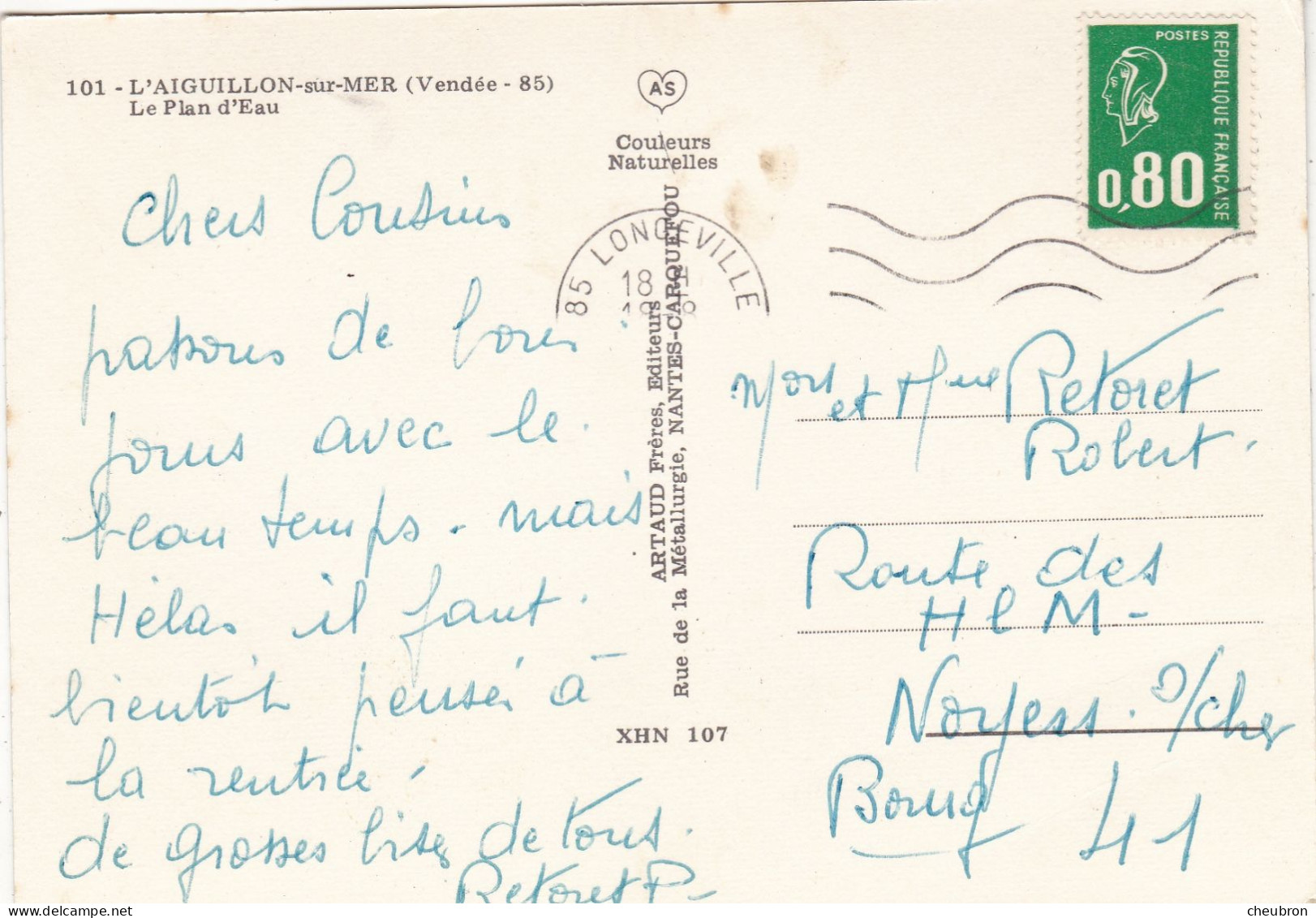 85.  L'AIGUILLON SUR MER .CPSM.  LE PLAN D'EAU. REGATES DE " VAURIENS " .  ANNÉE 1969 + TEXTE - Voile