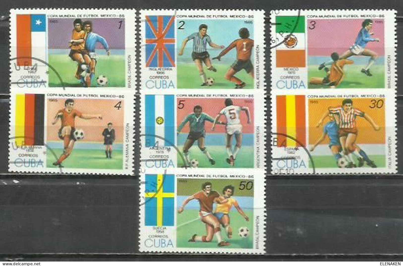 0430M-SERIE COMPLETA CUBA FUTBOL COPA MUNDIAL FUTBOL 1985 Nº 2592/2601 - Usati