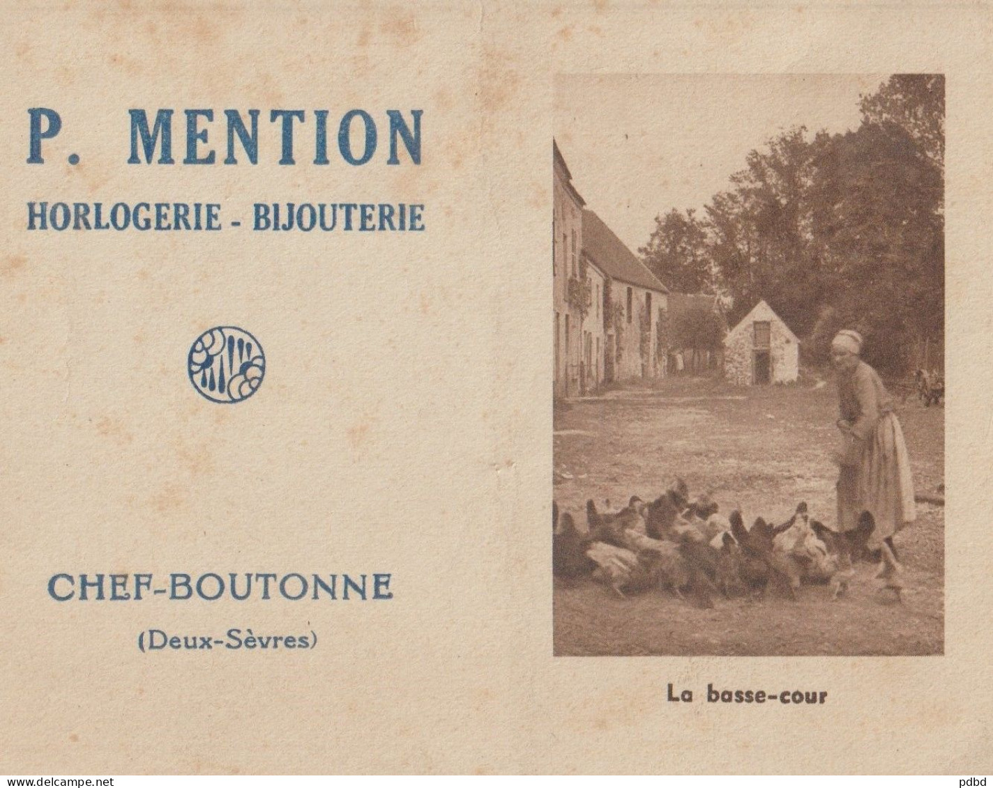 Calendrier 1950 . Chef-Boutonne (79) . P Menton . Horlogerie Bijouterie . - Petit Format : 1941-60