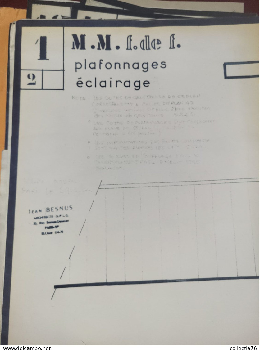 VIEUX PAPIERS PLANS MARTINIQUE FORT DE FRANCE PLAN MAISON ARCHITECTURE MAGASIN MARSAN JEAN BESNUS 1964 - Arquitectura