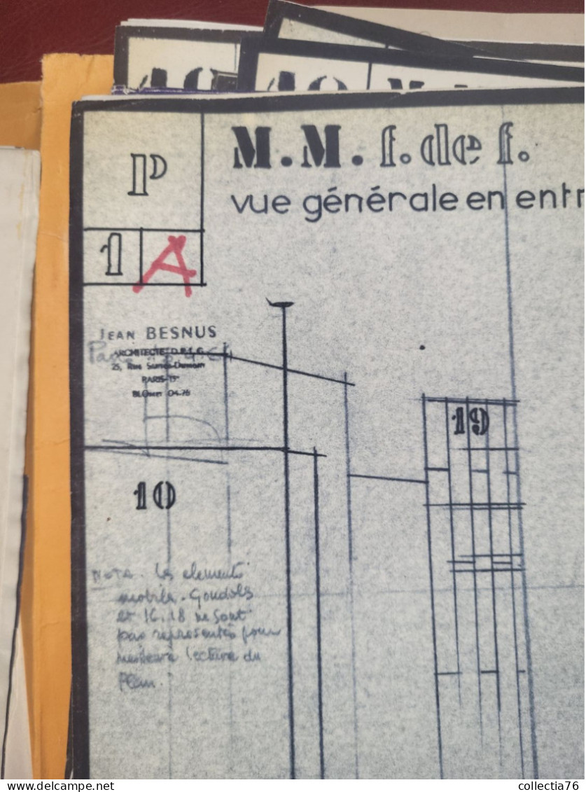 VIEUX PAPIERS PLANS MARTINIQUE FORT DE FRANCE PLAN MAISON ARCHITECTURE MAGASIN MARSAN JEAN BESNUS 1964 - Architettura