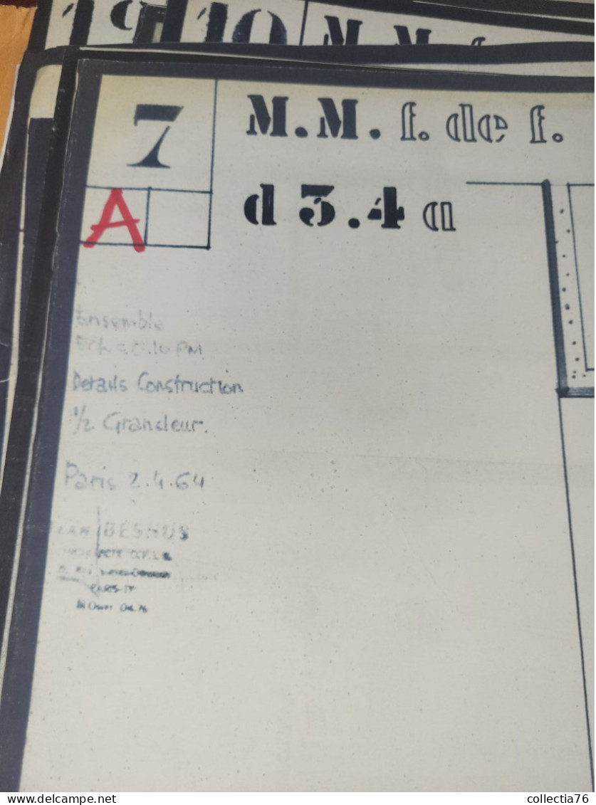 VIEUX PAPIERS PLANS MARTINIQUE FORT DE FRANCE PLAN MAISON ARCHITECTURE MAGASIN MARSAN JEAN BESNUS 1964