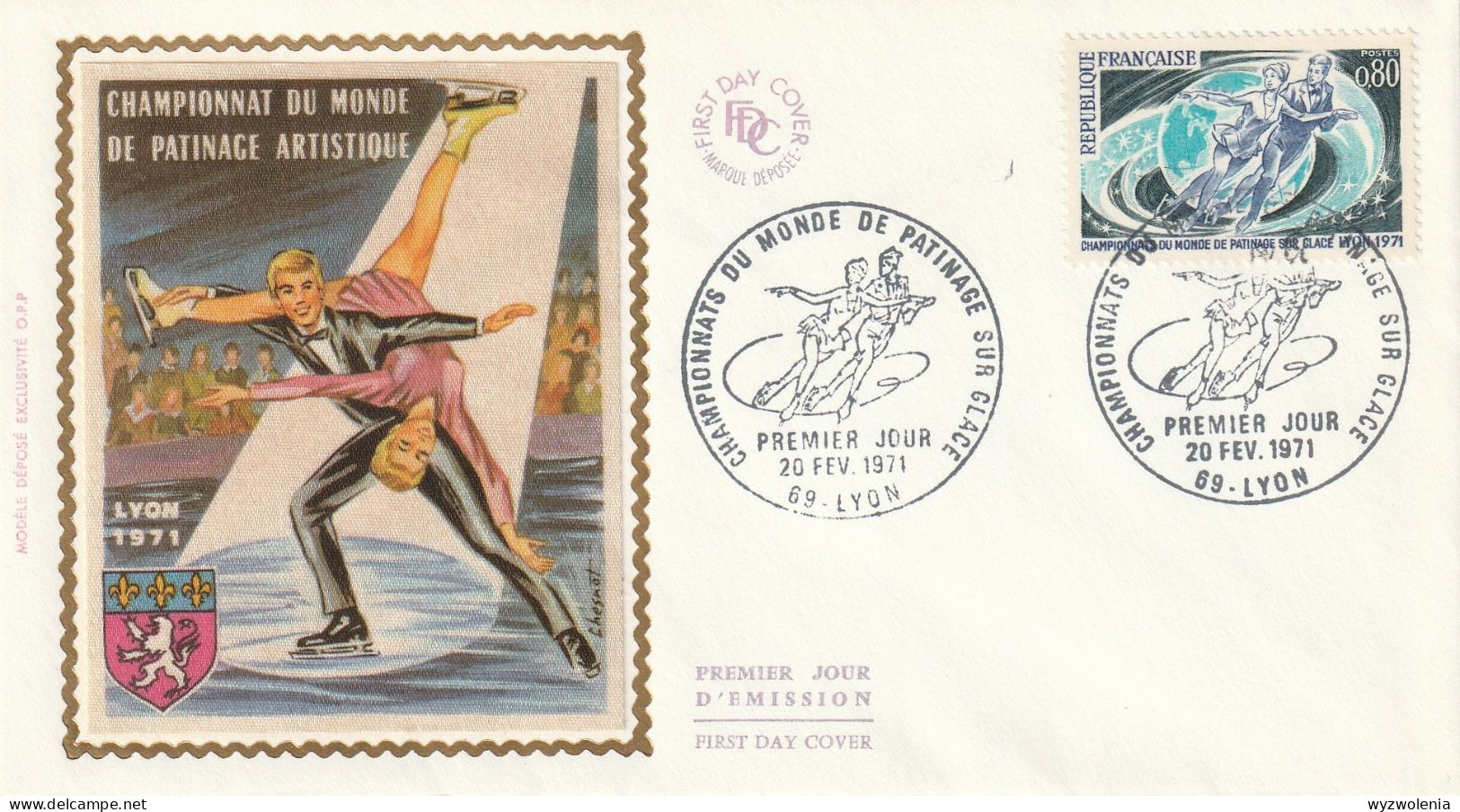 M 1399) Frankreich 1971 Mi# 1739 FDC: Weltmeisterschaft Eiskunstlauf - Paarlauf - Patinage Artistique