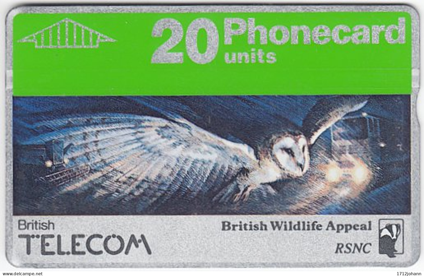 GREAT BRITAIN E-876 Hologram BT - Painting, Animal, Bird, Owl - 006H - Used - BT Algemene Uitgaven