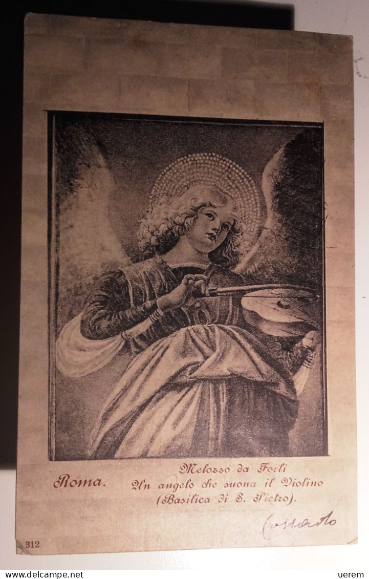 LAZIO ROMA CITTÀ MELOZZO DA FORLì UN ANGELO CHE SUONA IL VIOLINO (BASILICA DI S.PIETRO)  FORMATO PICCOLO Viaggiata 1902 - San Pietro