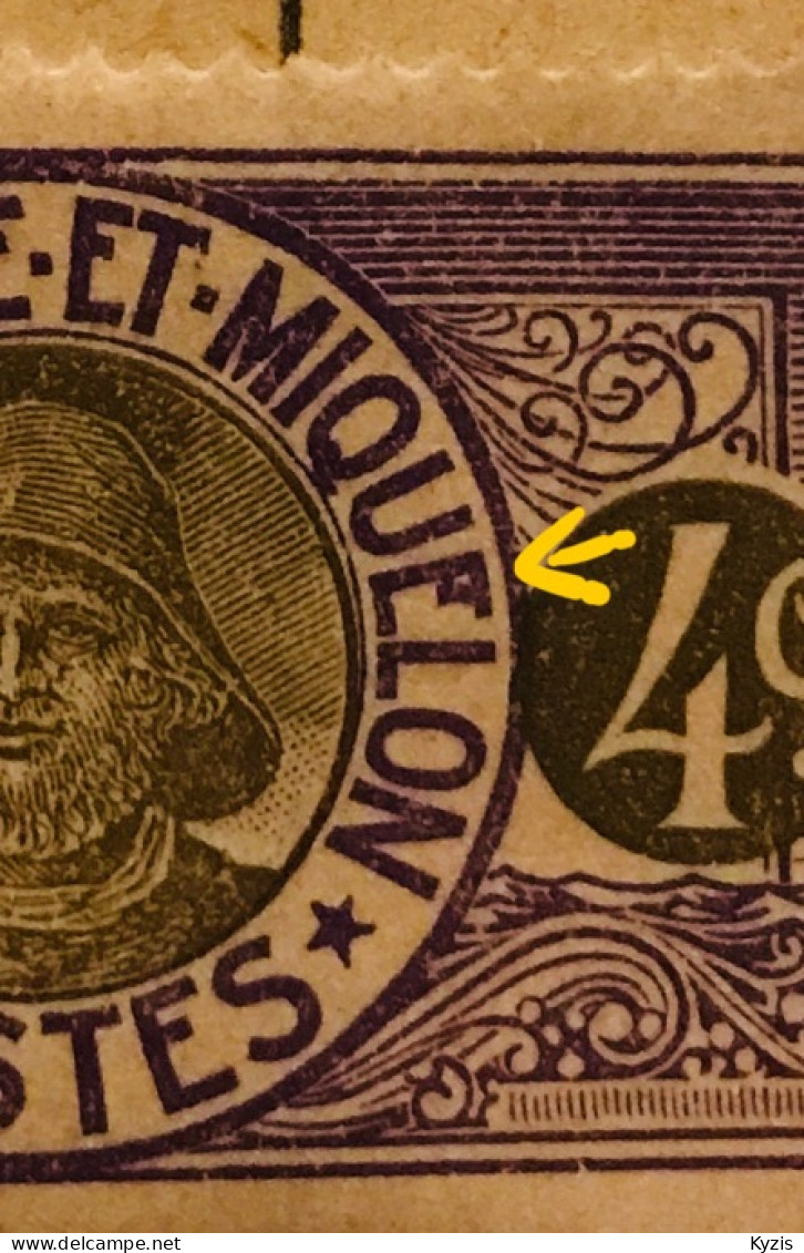 ST-PIERRE-ET-MIQUELON 4C PÊCHEUR - Y&T NO 80 - VARIÉTÉ - Unused Stamps
