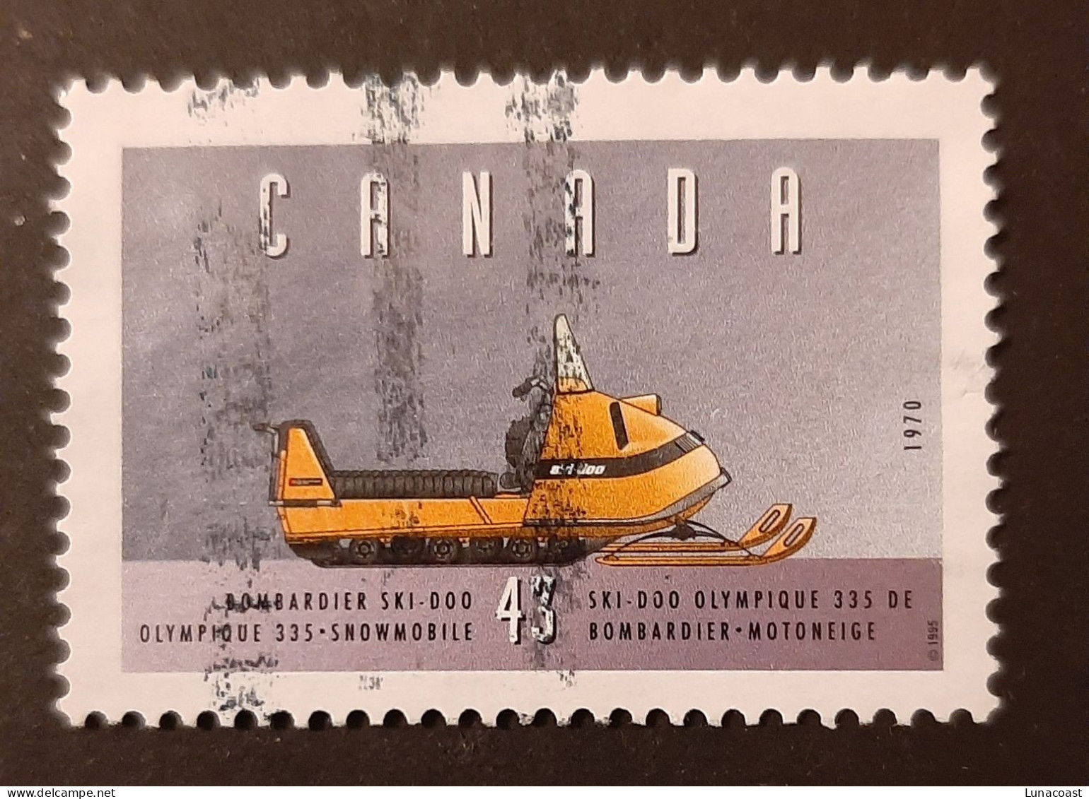 Canada 1995  USED  Sc1552b   43c  Historic Vehicles,  Bombardier Ski-Doo - Used Stamps