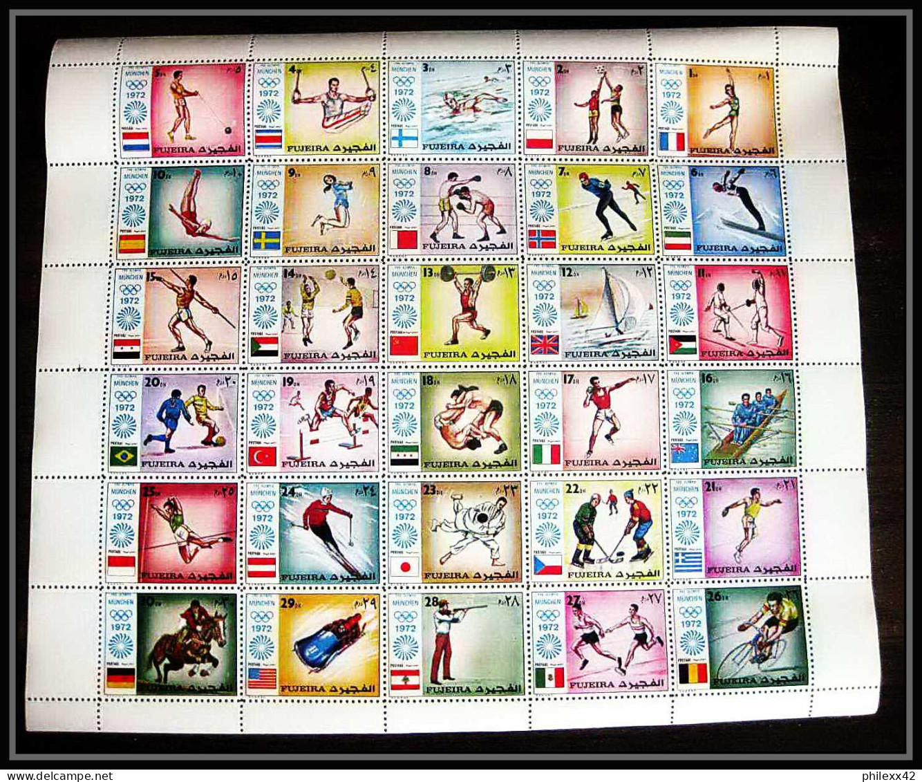 397a - Fujeira MNH ** Mi N° 1061/1090 A Jeux Olympiques Olympic Games Munich 1972 Sheet Soccer Judo Hockey Boxe Ski - Fujeira