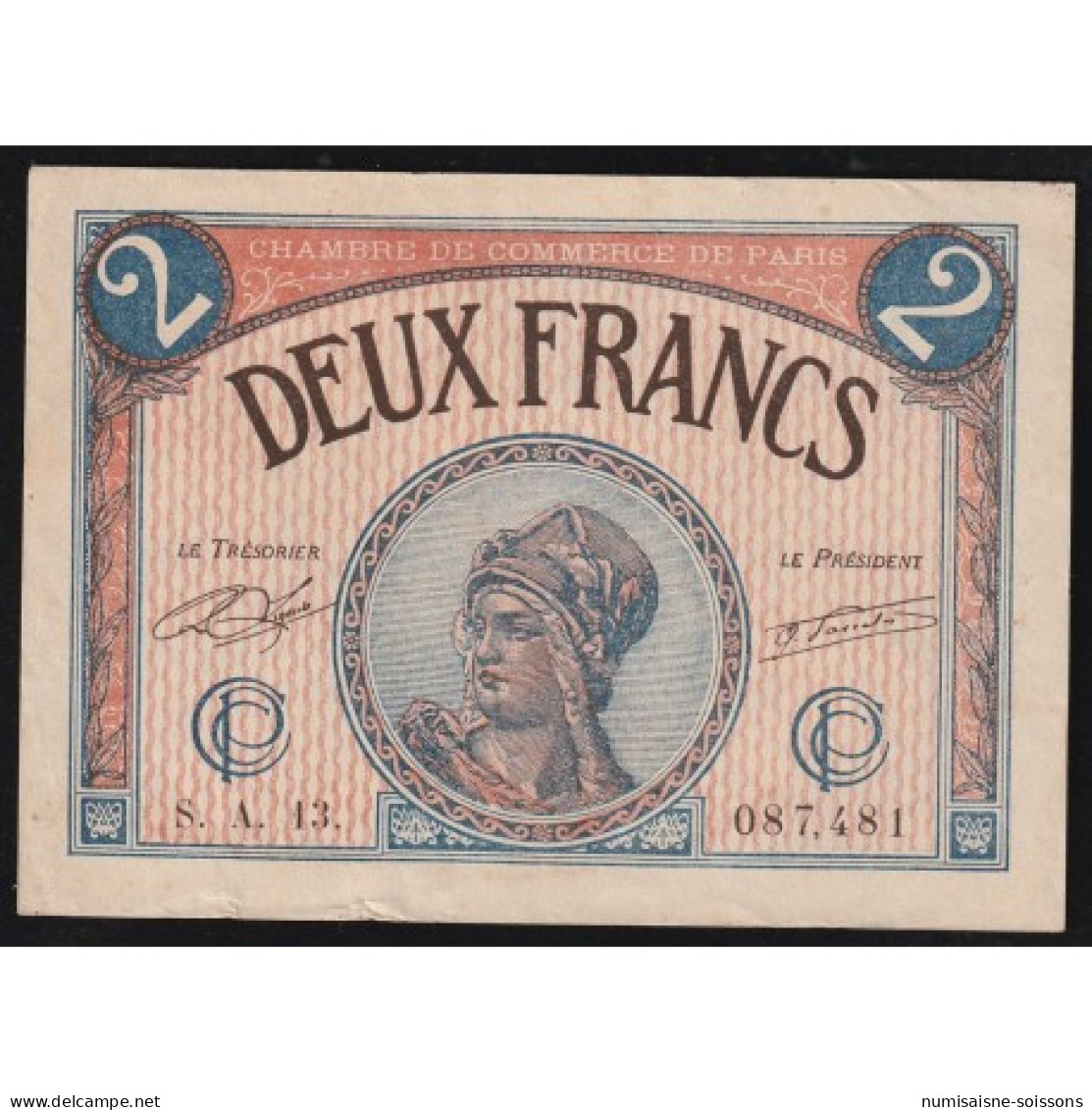 75 - PARIS - 2 FRANCS - 10/03/1920 - CHAMBRE DE COMMERCE - TTB - Ohne Zuordnung