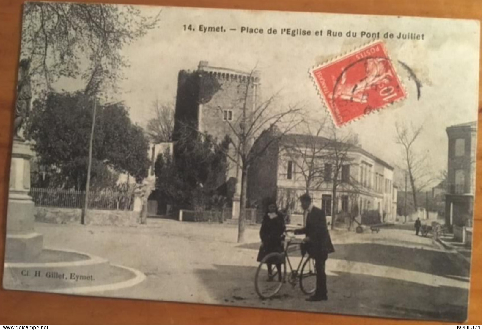 Cpa 24 EYMET Place De L'Eglise Et Rue Du Pont De Juillet, Animée, éd Gillet, écrite En 1907 - Eymet