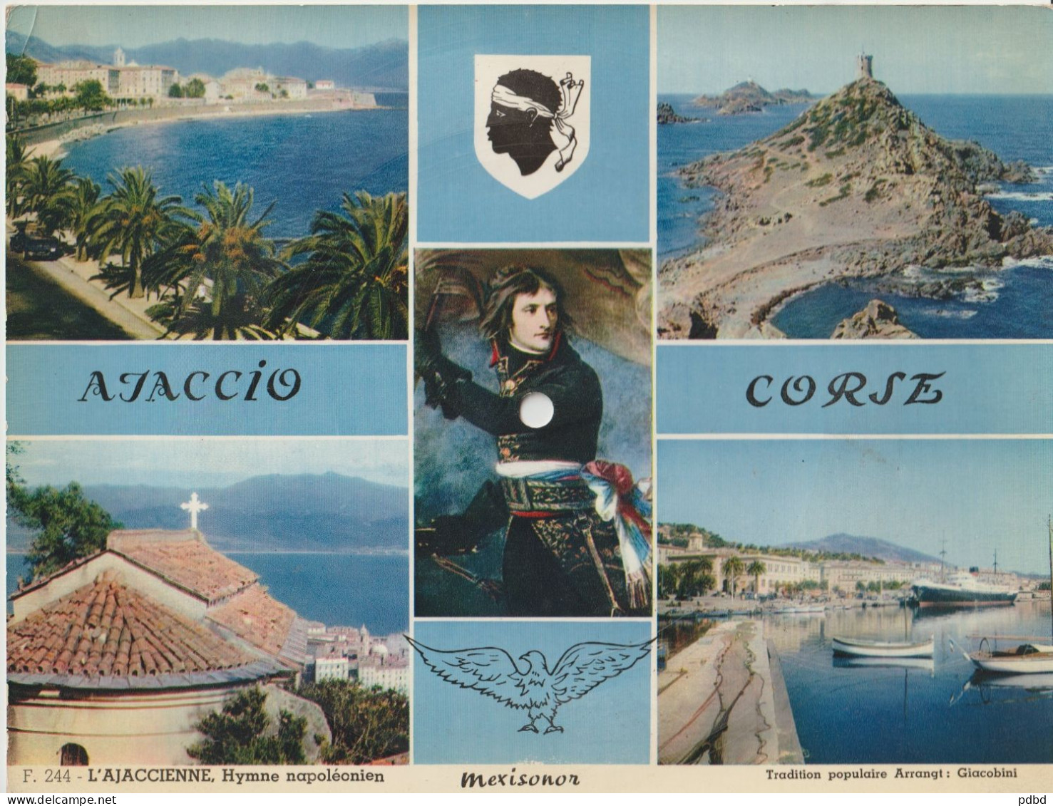 Mexisonor . Corse . 6 DISQUES Sur Cartes Postales . Ajaccio (1) . Bastia (x2 Idem) . Multi Photos Corses (x3 /2idem) . - Formats Spéciaux