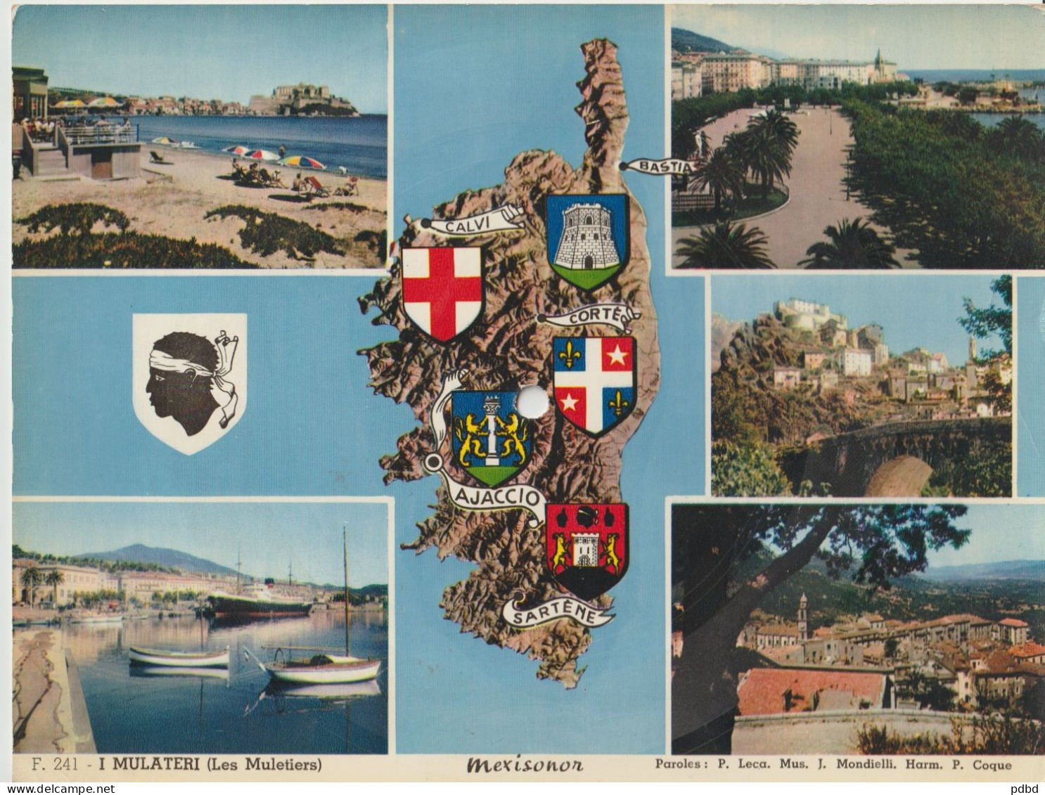 Mexisonor . Corse . 6 DISQUES Sur Cartes Postales . Ajaccio (1) . Bastia (x2 Idem) . Multi Photos Corses (x3 /2idem) . - Formats Spéciaux